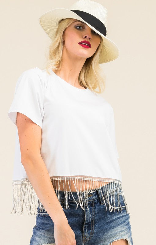 THE ADRIANA FRINGE CROP TEE